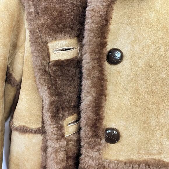 Vintage Bermans Sheepskin Leather Shearling Western Fargo Rancher Coat Women 12 - Picture 6 of 17